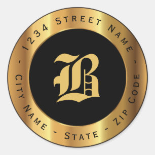 Premium Gold Monogram Return Address Label
