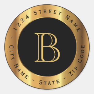 Premium Gold Monogram Return Address Label