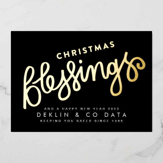 Premium Gold Pressed Christmas Blessing Business Foil Holiday Card (Front)