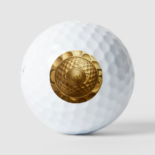 Premium Golden Golf Ball – Luxury 3D Logo Design