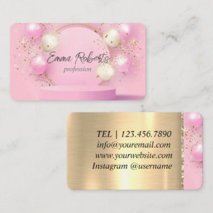 Premium Golden Pink Balloons Luxury  Business Card