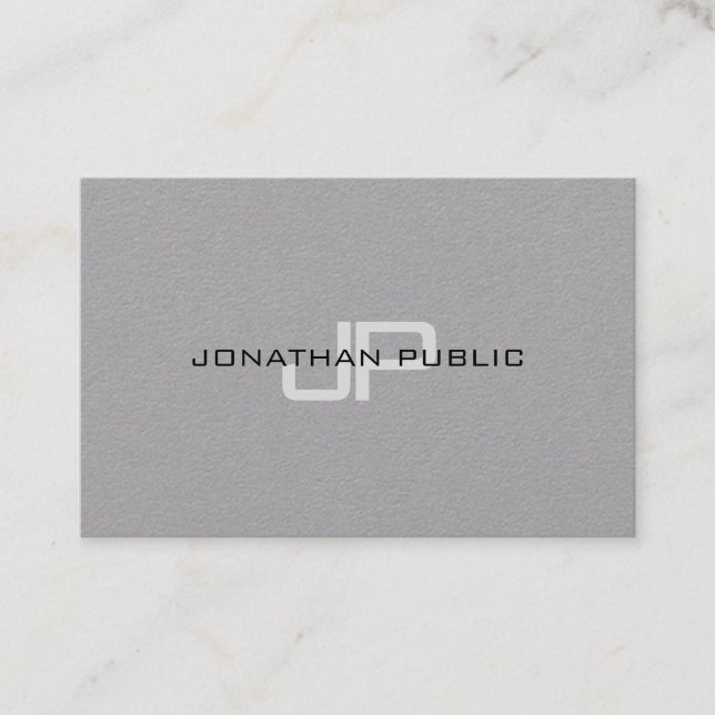 Premium Grey Elegant Modern Monogram Simple Trendy Business Card (Front)