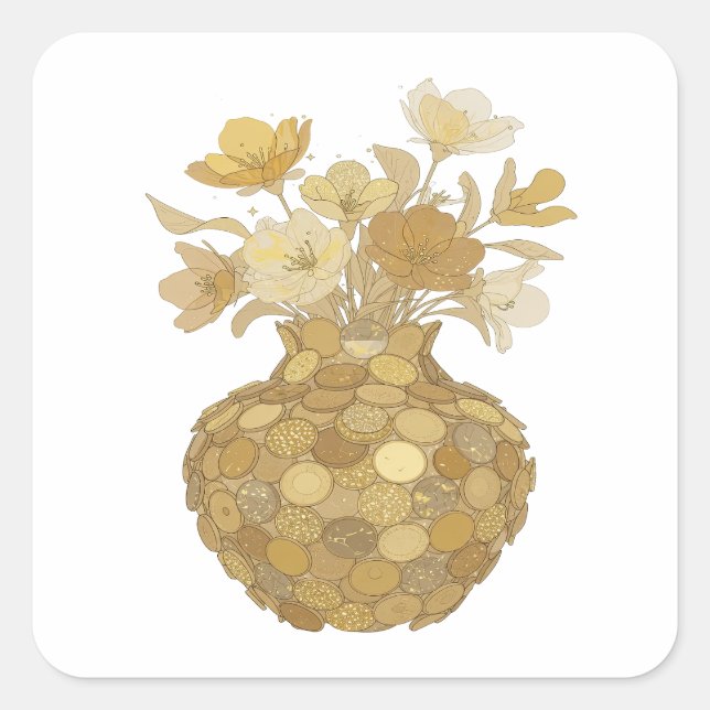 Premium Grey GOLDEN FLOWERS Label Design (Front)