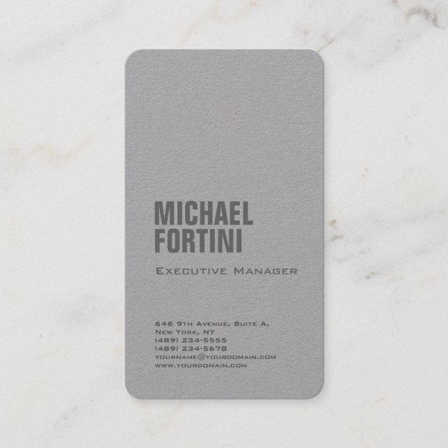 Premium grey minimalist modern bold plain business card (Front)
