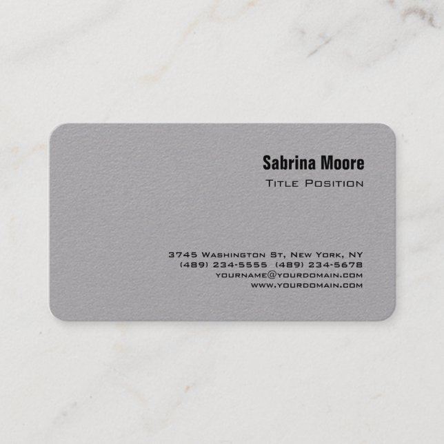 Premium Grey Modern Minimalist Plain Professional Business Card (Front)