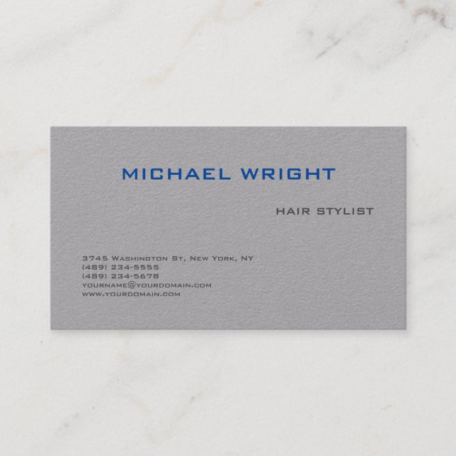 Premium Grey Modern Plain Simple Minimalist Business Card (Front)