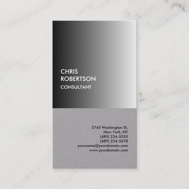 Premium Grey Modern Unique Minimalist Business Card (Front)