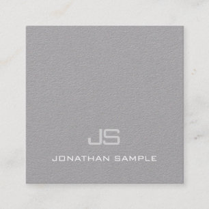 Premium Grey Plain Creative Modern Monogram Luxury Square Business Card