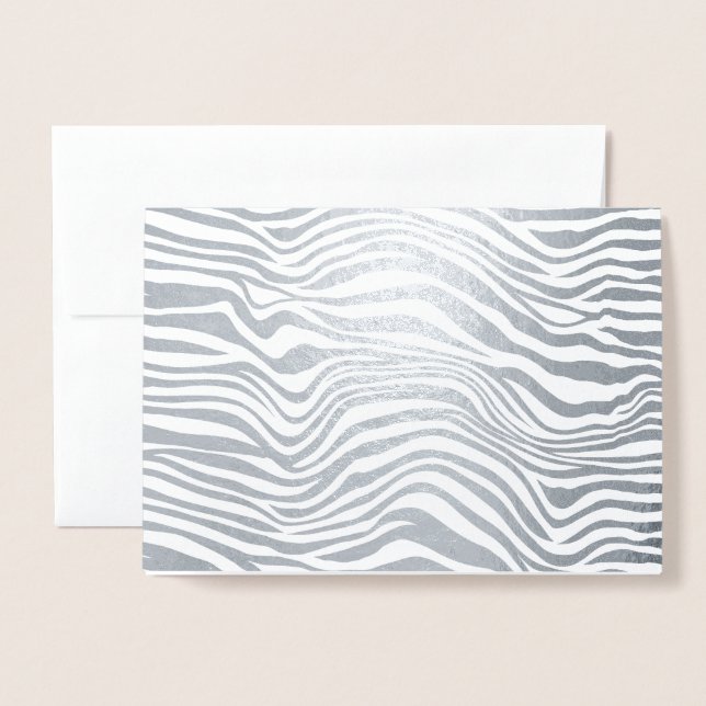 Premium Grey + Silver Zebra Animal Print Foil Card (Front With Envelope)