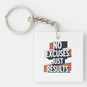Premium Gym Wall Art – “NO EXCUSES. JUST RESULTS.” Key Ring