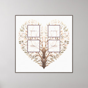 Premium Heart Photo Canvas Add 4 Photos Print