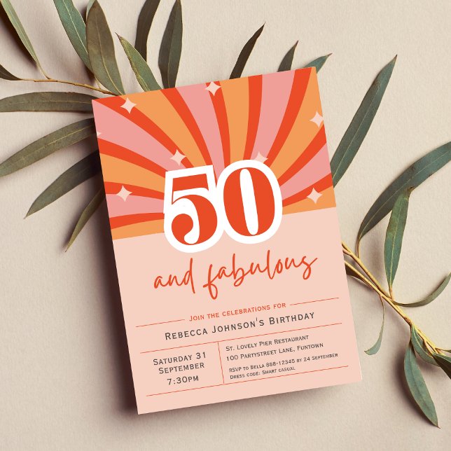 Premium Invitation 50 and fabulous retro (50th birthday Invitation 50 and fabulous retro fun style)