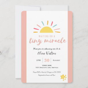 Premium Invitation, Pink Baby Shower Tiny Miracle Invitation