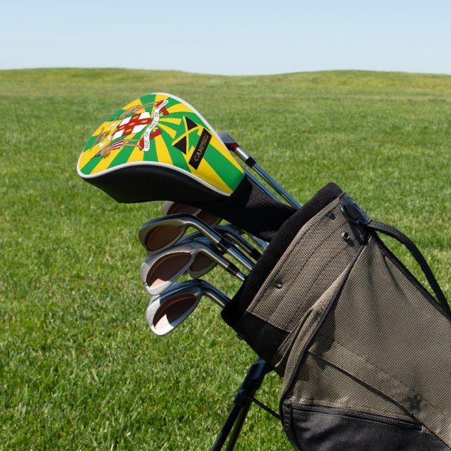Premium Jamaica Golf & Jamaican Flag / Patriots Golf Head Cover (In Situ)