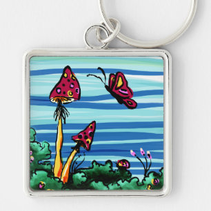 Premium Keychain, 2 Red Mushrooms Key Ring