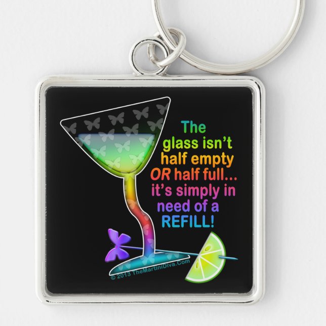 PREMIUM KEYCHAINS - GLASS HALF FULL (Front)
