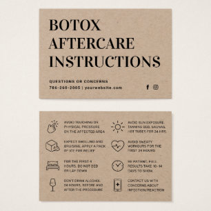 Premium Kraft Botox Injection Aftercare Card