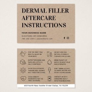 Premium Kraft Dermal Filler Aftercare Advice Card