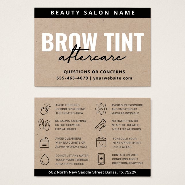 Premium Kraft Eco Eyebrow Tint Aftercare Card (Front & Back)