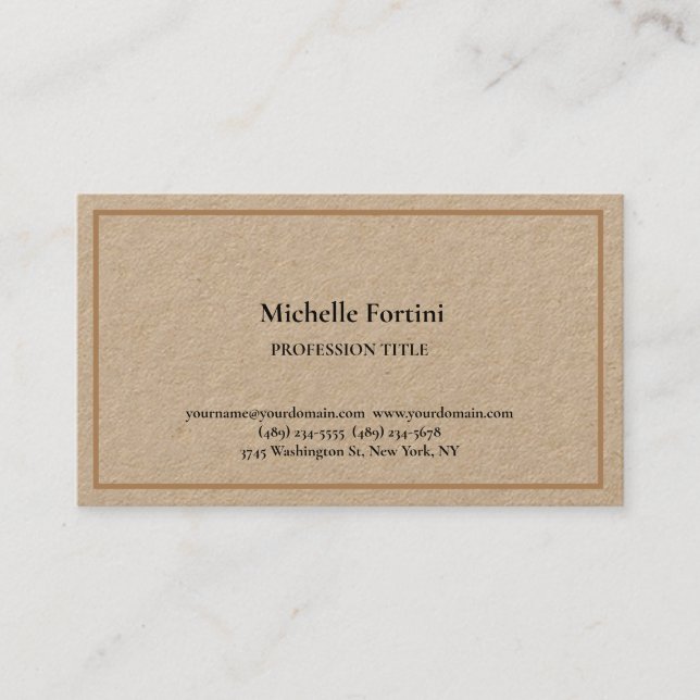 Premium Kraft Elegant Plain Simple Minimalist Business Card (Front)