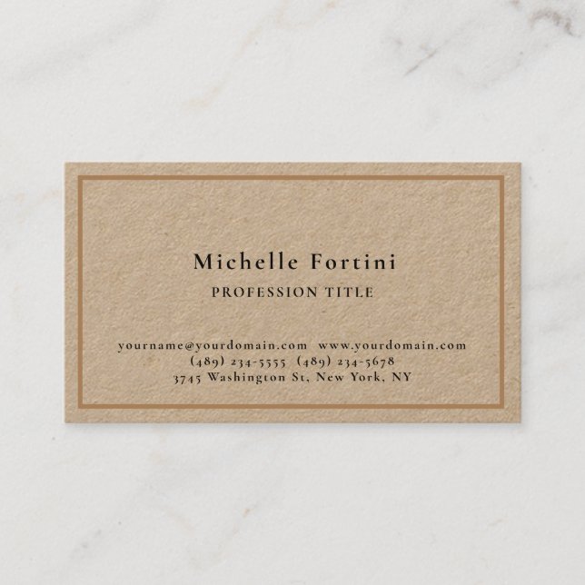 Premium Kraft Elegant Plain Simple Minimalist Business Card (Front)