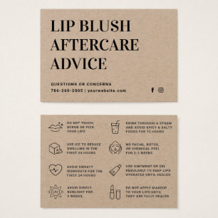 Premium Kraft Lip Blush Lip Tattoo Aftercare Card