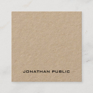 Premium Kraft Paper Modern Minimalist Personalised Square Business Card