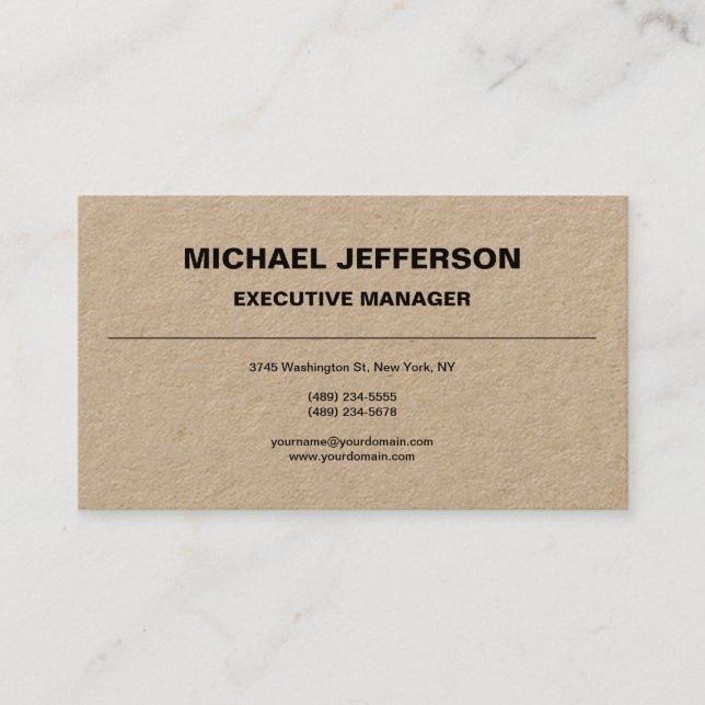 Premium Kraft Trendy Modern Elegant Simple Business Card (Front)