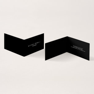 Premium L,nen Black White Minimalist Folded Business Card