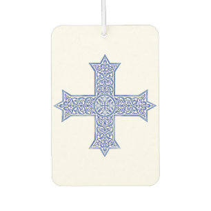 Premium Lapis Blue Coptic Cross Art Car Air Freshener