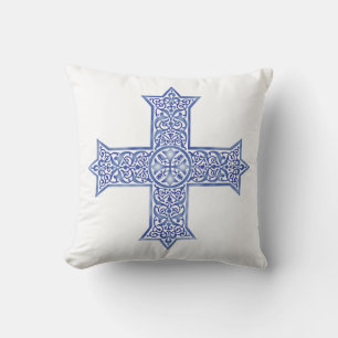 Premium Lapis Blue Coptic Cross Art Cushion