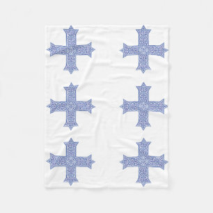 Premium Lapis Blue Coptic Cross Art Fleece Blanket