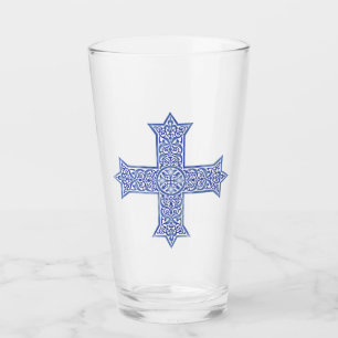 Premium Lapis Blue Coptic Cross Art Glass