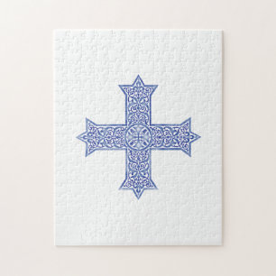 Premium Lapis Blue Coptic Cross Art Jigsaw Puzzle
