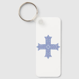 Premium Lapis Blue Coptic Cross Art Key Ring