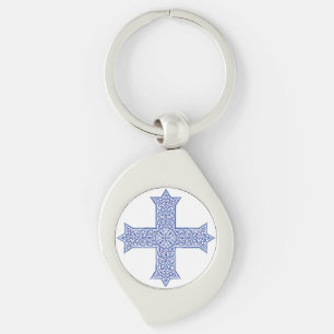 Premium Lapis Blue Coptic Cross Art Key Ring