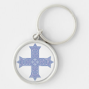Premium Lapis Blue Coptic Cross Art Key Ring