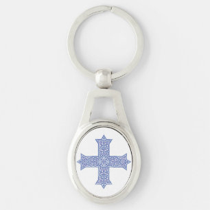 Premium Lapis Blue Coptic Cross Art Key Ring