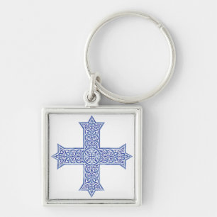 Premium Lapis Blue Coptic Cross Art Key Ring