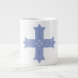 Premium Lapis Blue Coptic Cross Art Large Coffee Mug