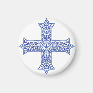 Premium Lapis Blue Coptic Cross Art Magnet