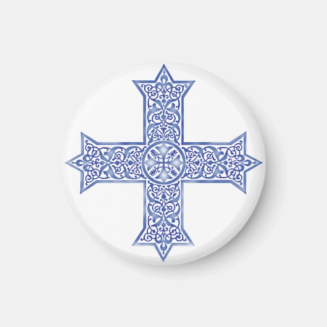 Premium Lapis Blue Coptic Cross Art Magnet (Front)