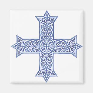 Premium Lapis Blue Coptic Cross Art Magnet