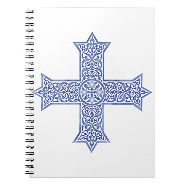 Premium Lapis Blue Coptic Cross Art Notebook (Front)