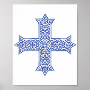 Premium Lapis Blue Coptic Cross Art Poster