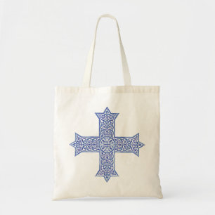 Premium Lapis Blue Coptic Cross Art Tote Bag