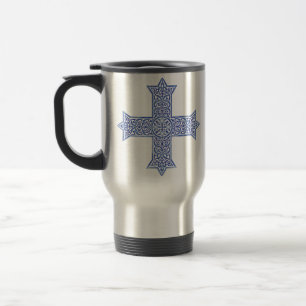 Premium Lapis Blue Coptic Cross Art Travel Mug