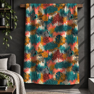 Premium Leopard Print Abstract Statement Blanket A