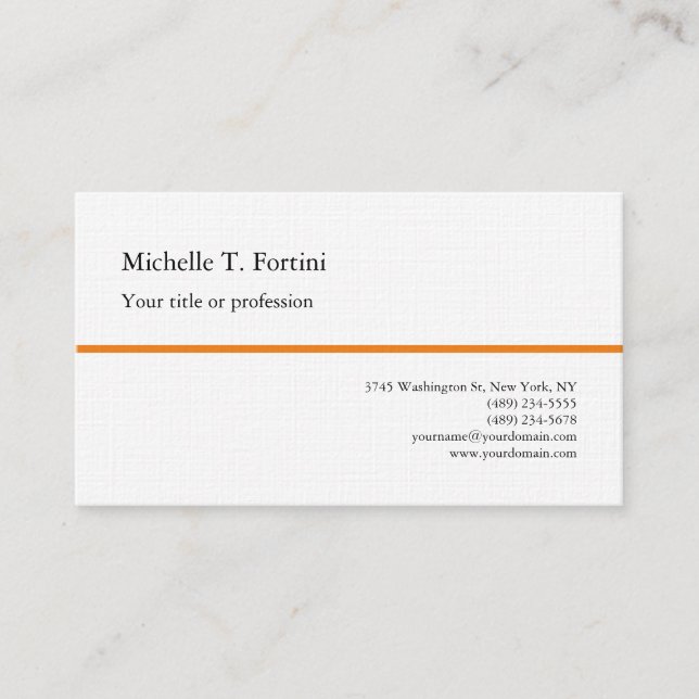 Premium Linen Black White Plain Minimalist Simple Business Card (Front)