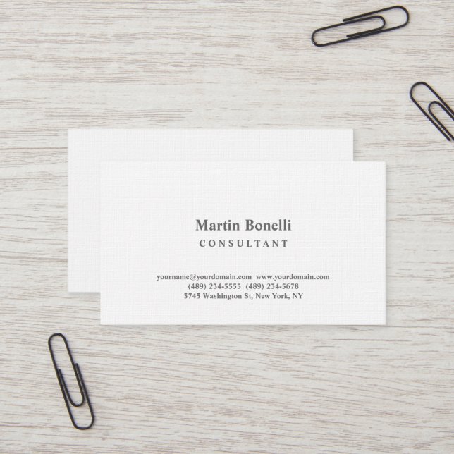 Premium Linen Elegant Consultant Minimalist Business Card (Front/Back In Situ)